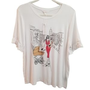 NWT Love + Lace New York Themed Graphic T-Shirt Women's Size XL